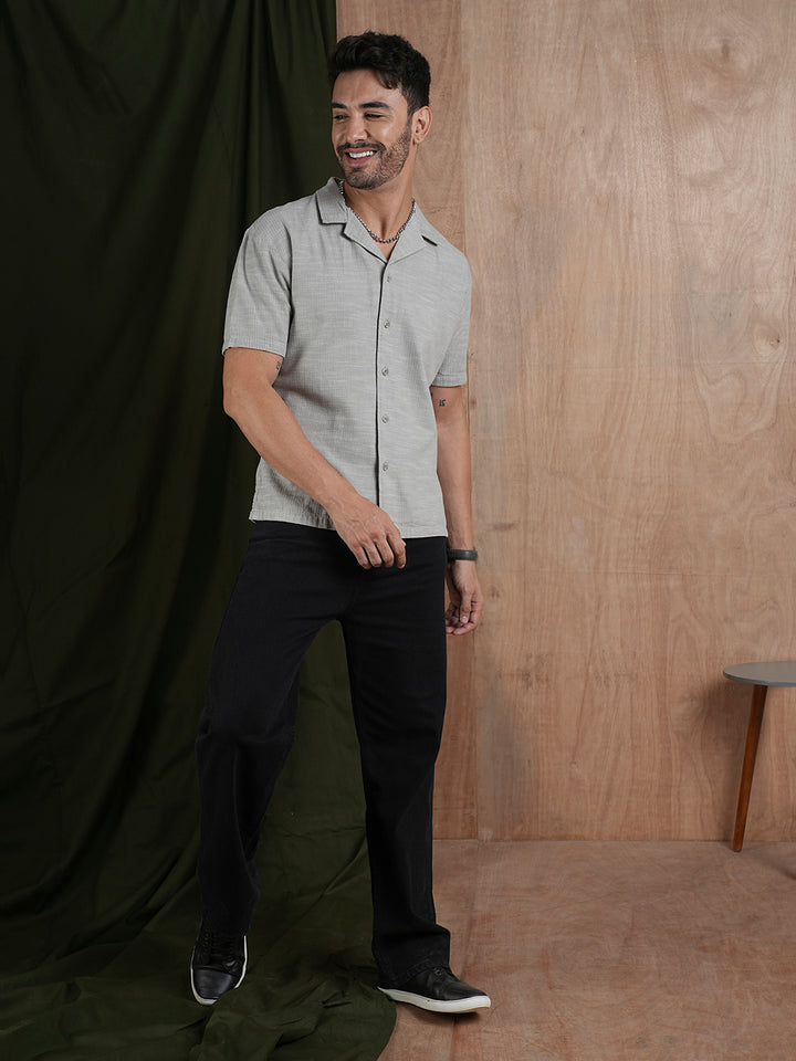 Men's Half Sleeves Shirt - Grey