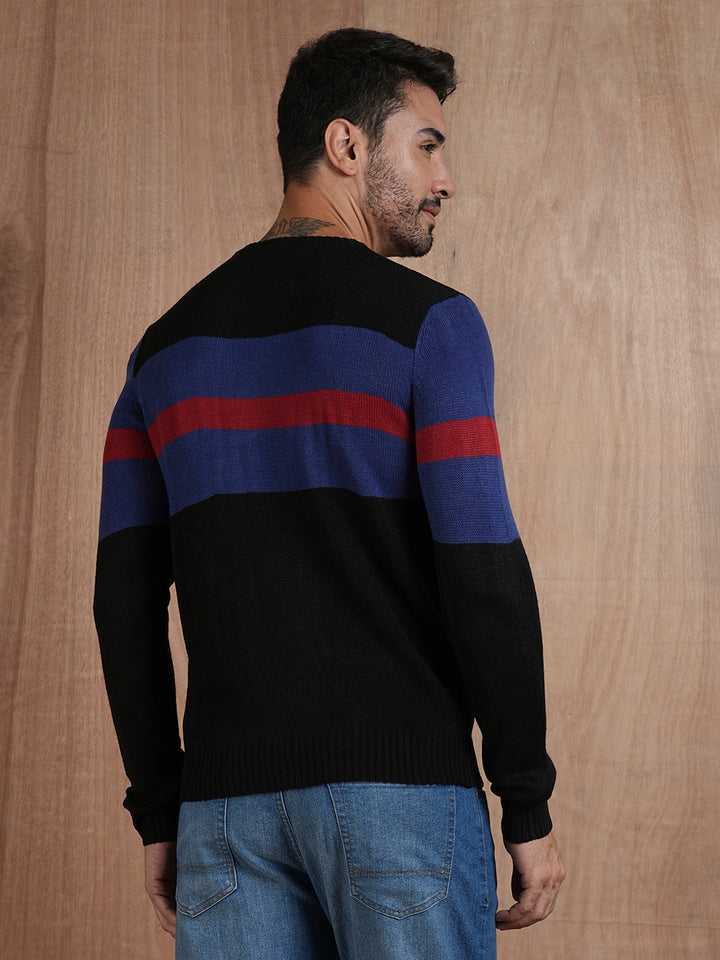 Bold Stripe Classic Knitted Men Pullover