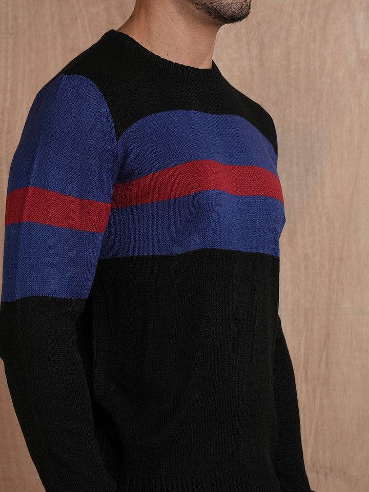Bold Stripe Classic Knitted Men Pullover