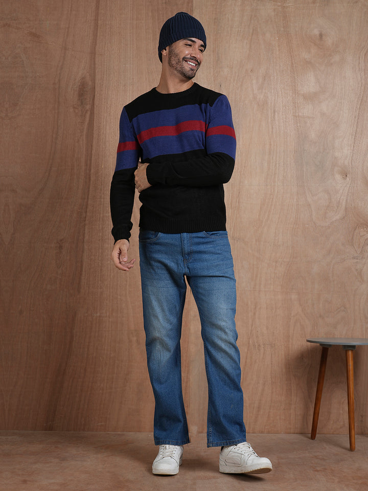 Bold Stripe Classic Knitted Men Pullover