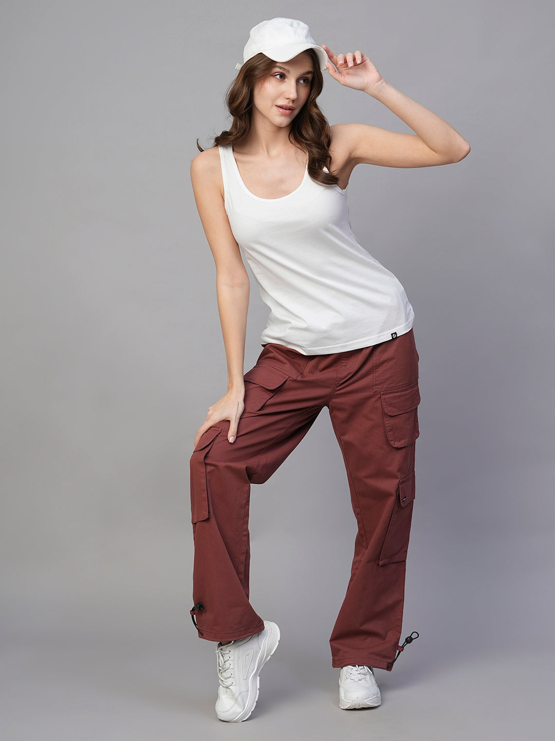 Solid Women Tank Top - White