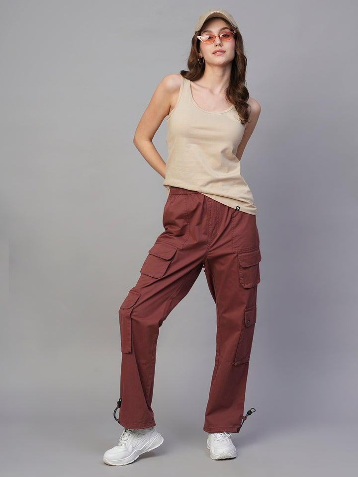 Solid Women Tank Top - Beige