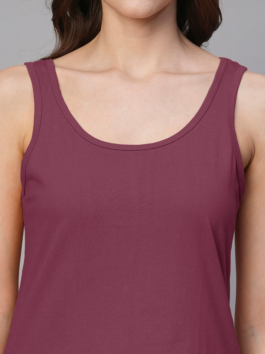 Solid Women Tank Top - Wine