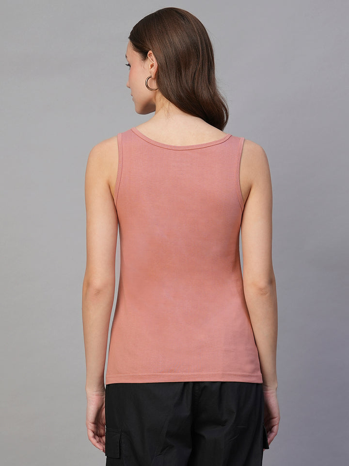 Solid Women Tank Top - Salmon Pink