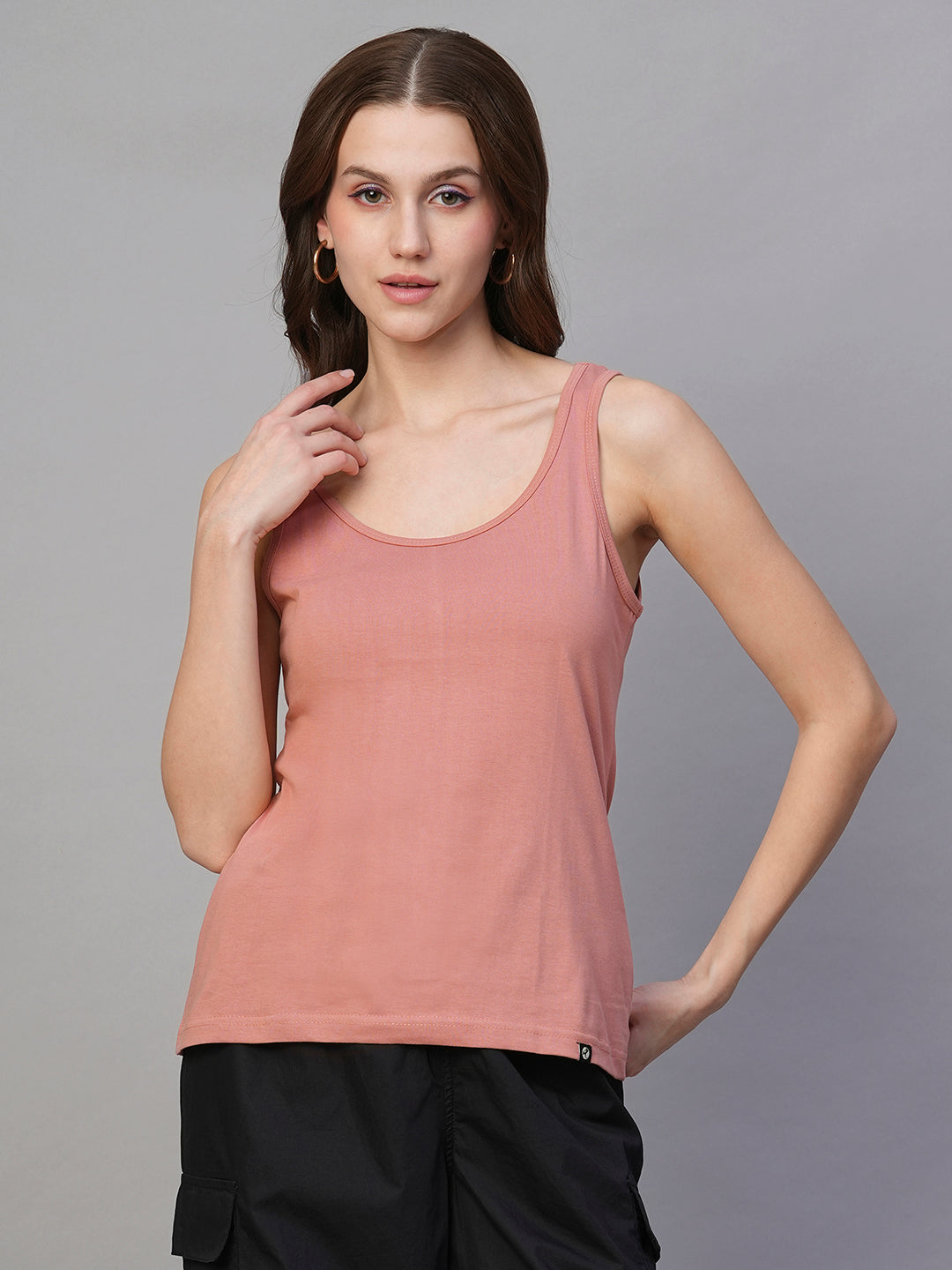 Solid Women Tank Top - Salmon Pink