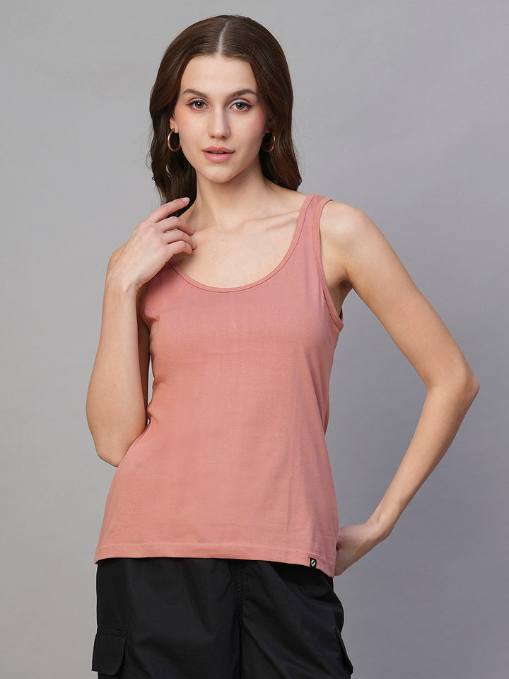 Solid Women Tank Top - Salmon Pink