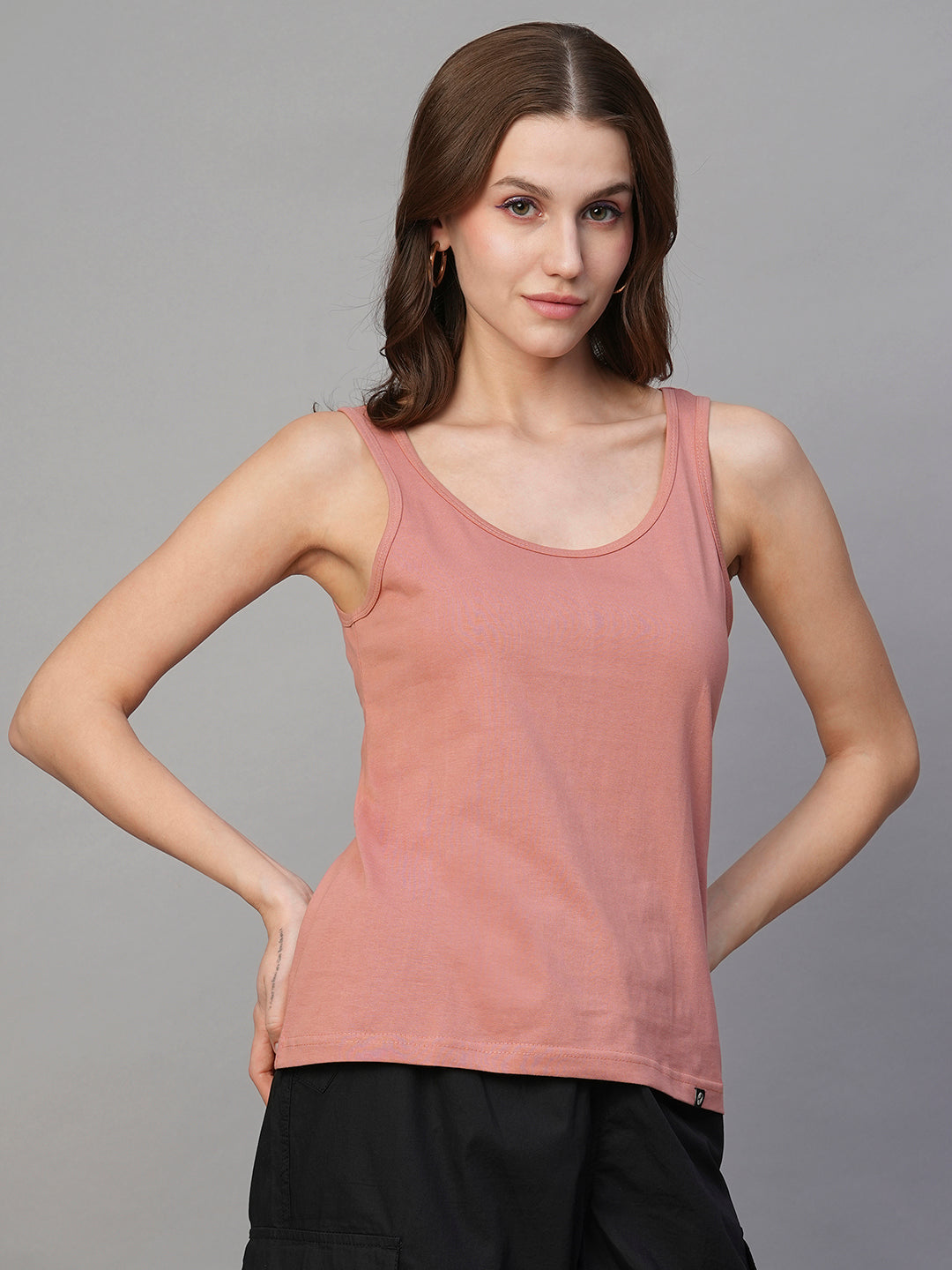 Solid Women Tank Top - Salmon Pink