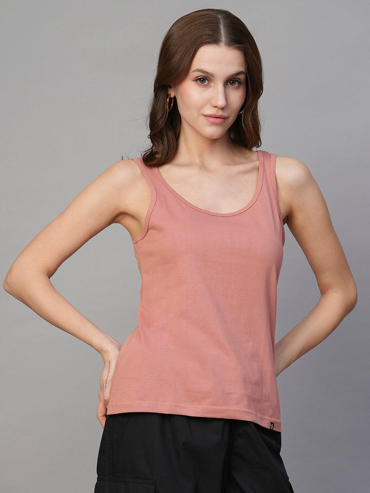 Solid Women Tank Top - Salmon Pink