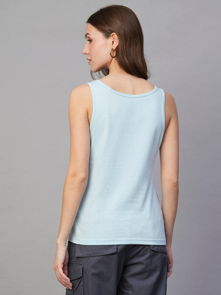 Solid Women Tank Top - Sky