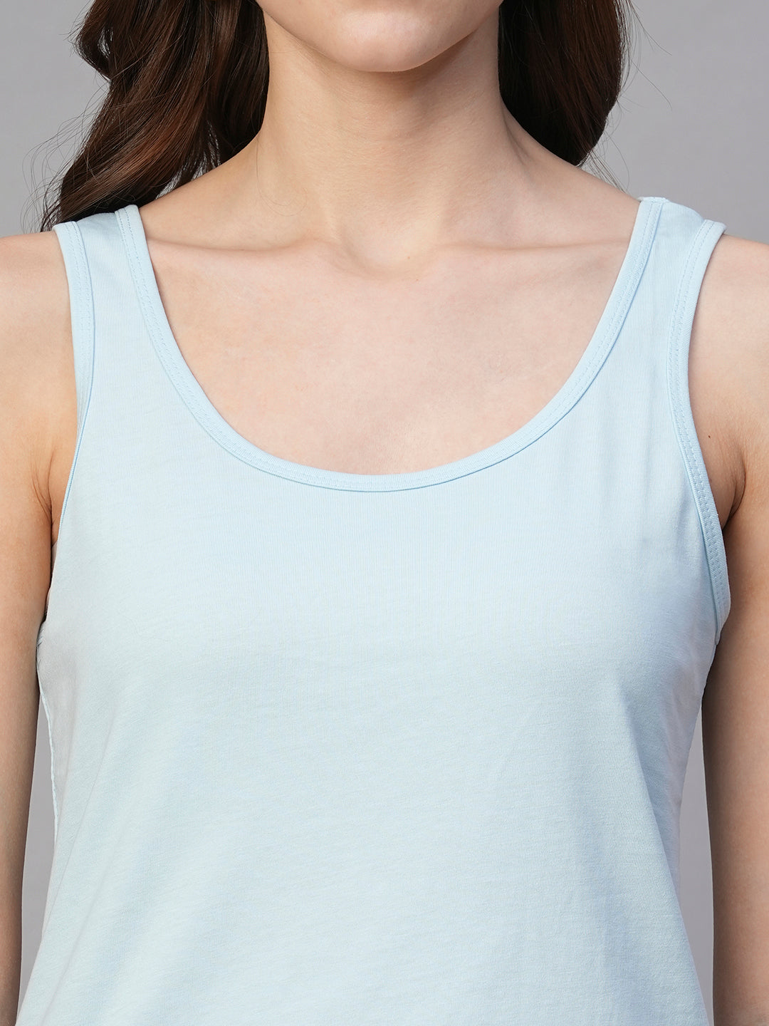 Solid Women Tank Top - Sky