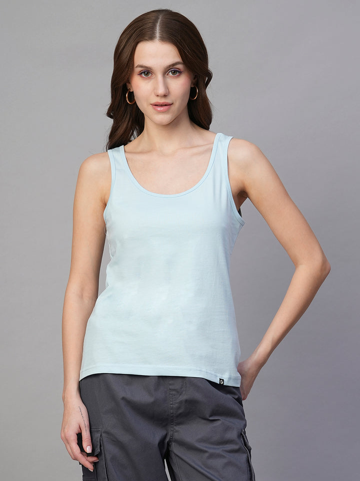 Solid Women Tank Top - Sky
