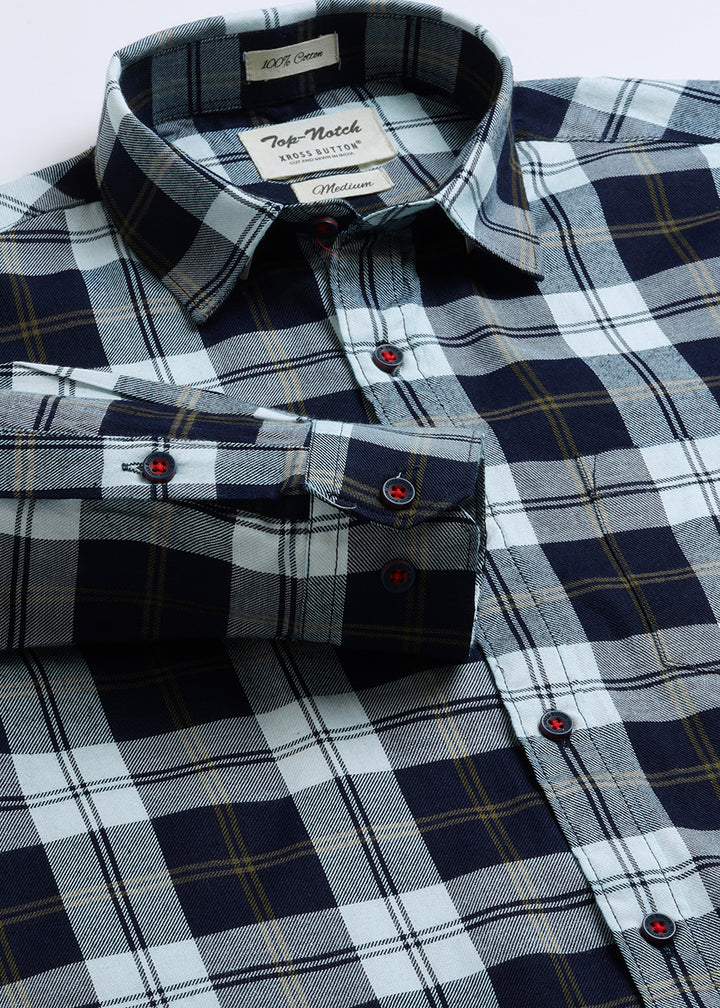 Quad Check Mens Navy Shirt