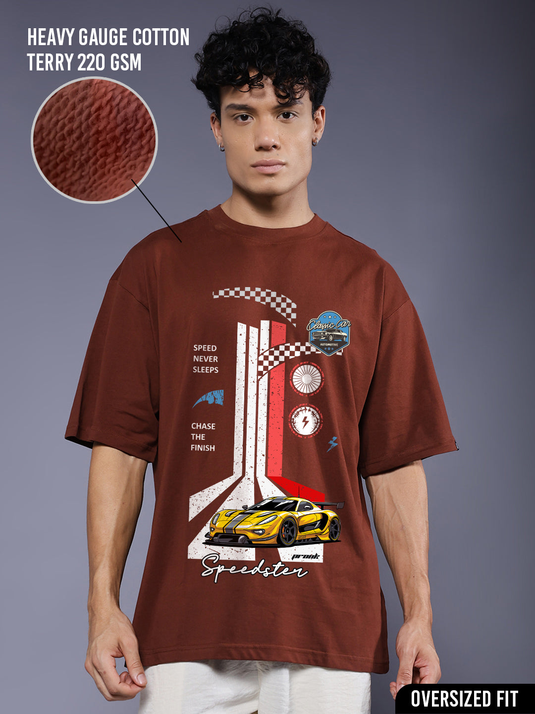 Street Beast Men Premium Oversized Terry T-shirt | Cocoa | PRONK