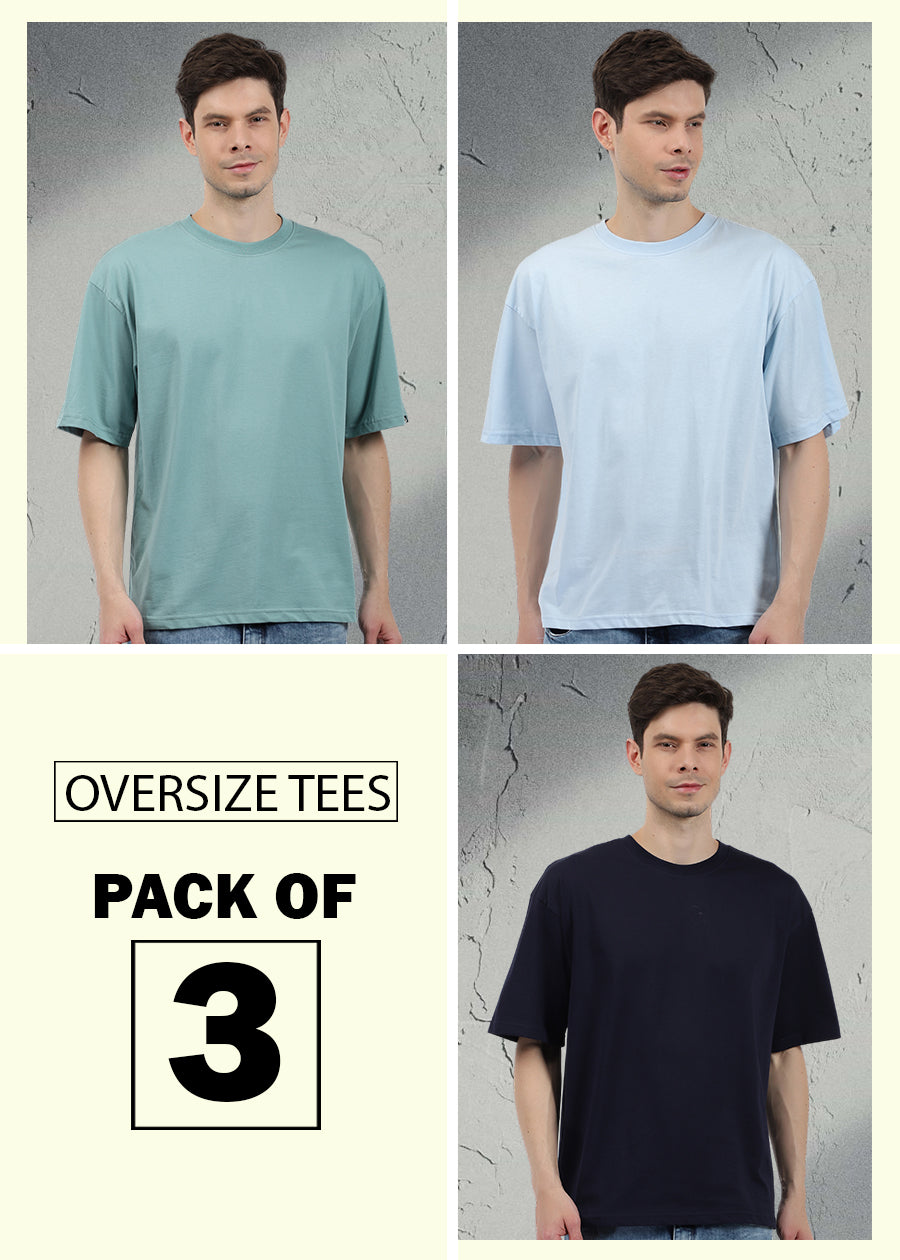 Solid Men Oversized T-Shirts Combo - Pack of 3 –