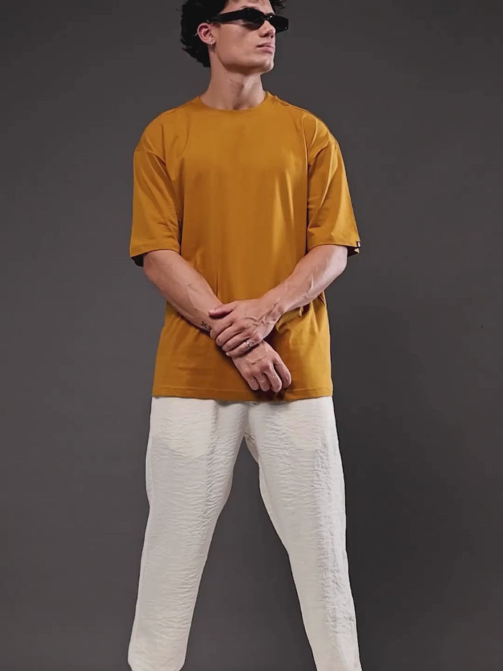 Solid Men Oversized T-Shirt - Rust