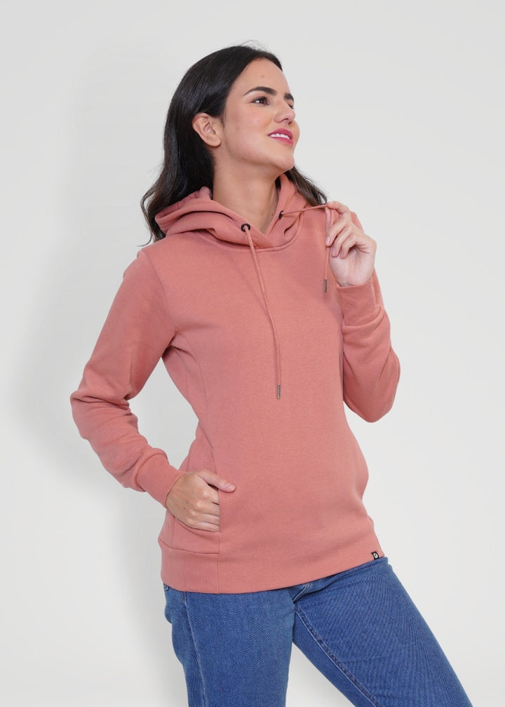 Women Fleece Hoodie Sweatshirt salmon pink colour