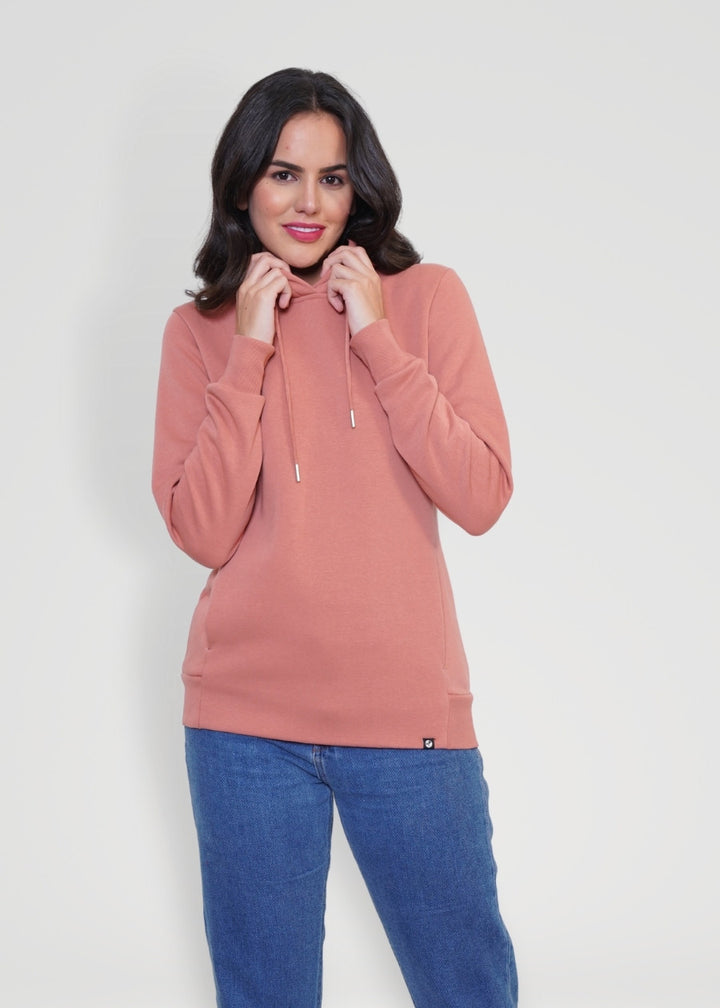 Women Fleece Hoodie Sweatshirt salmon pink colour