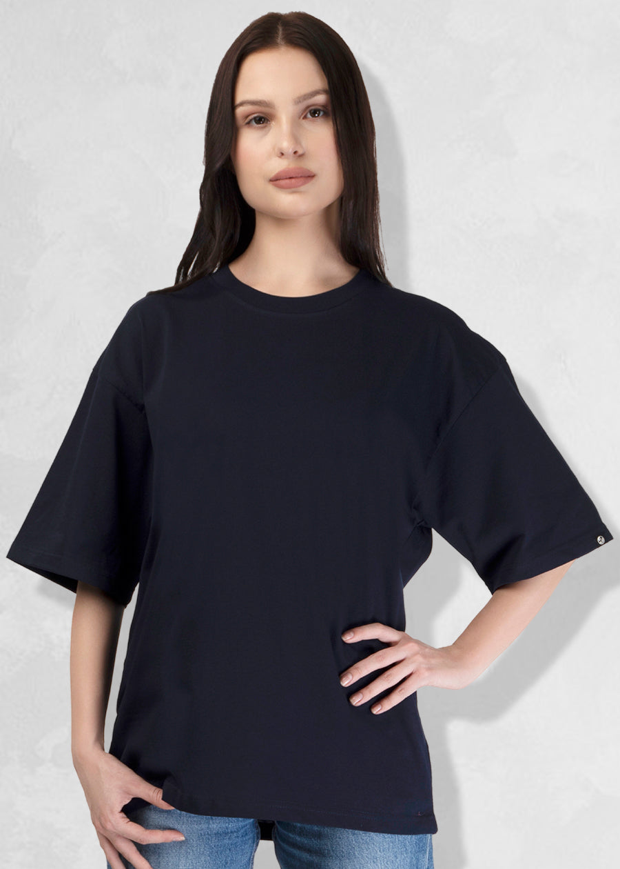 Solid Women Oversized T-Shirt Classic Navy