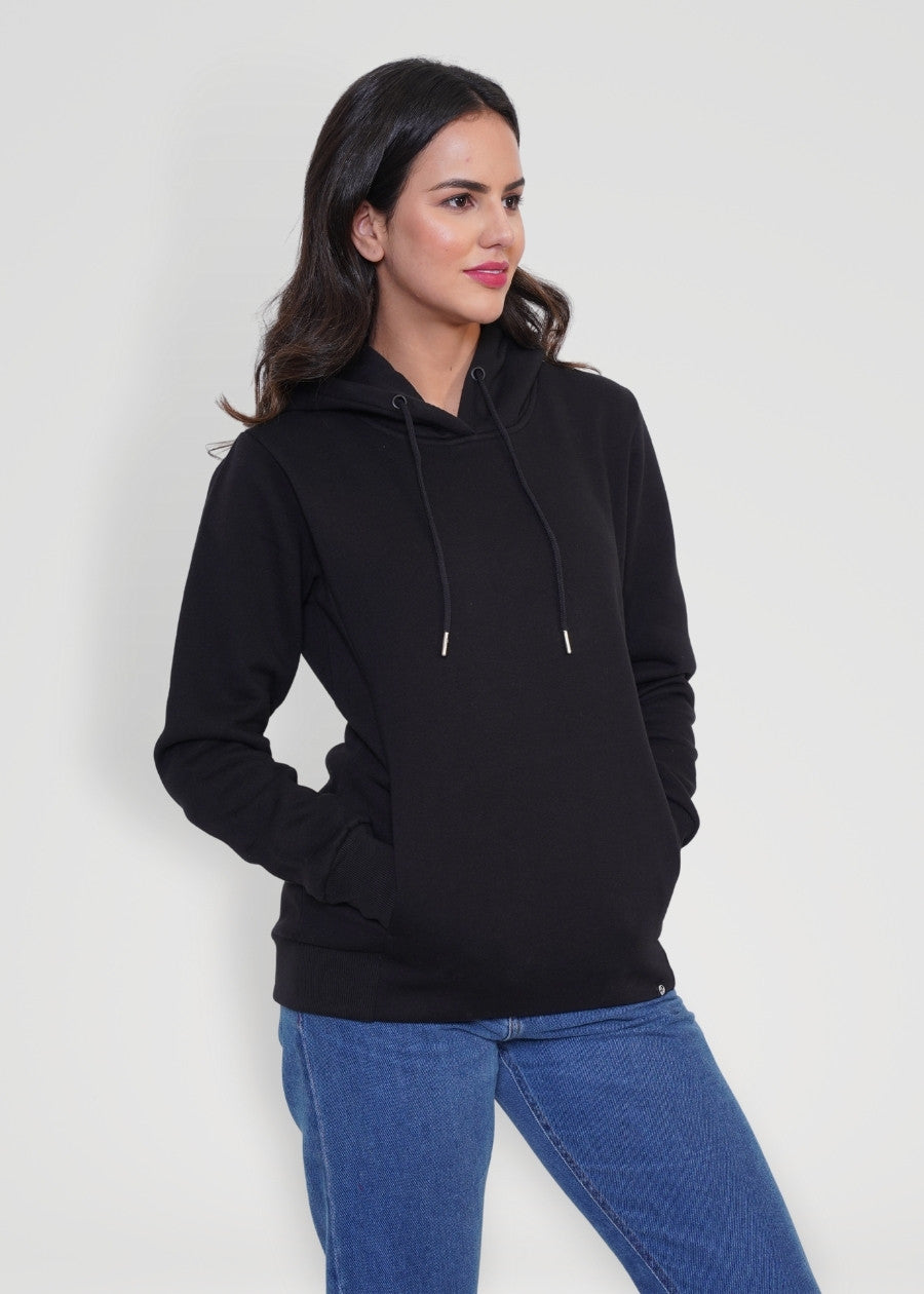 Women Fleece Hoodie Sweatshirt Black Pronk