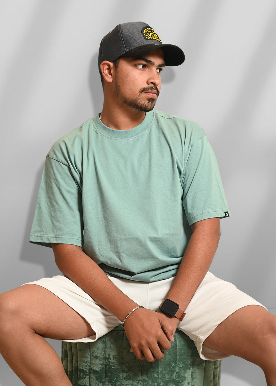 Solid Men Oversized T Shirt Mint Green