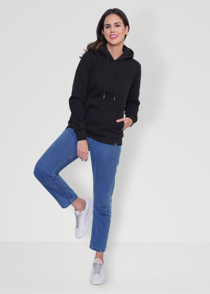 Women Fleece Hoodie Sweatshirt black colour