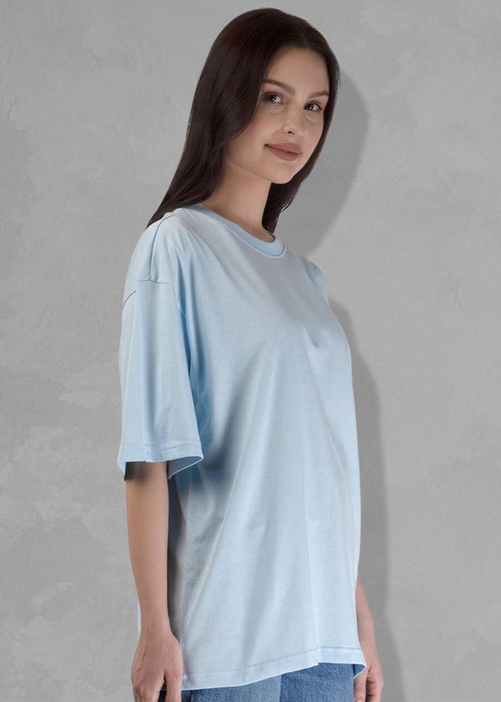 Solid Women Oversized T-Shirt - Sky