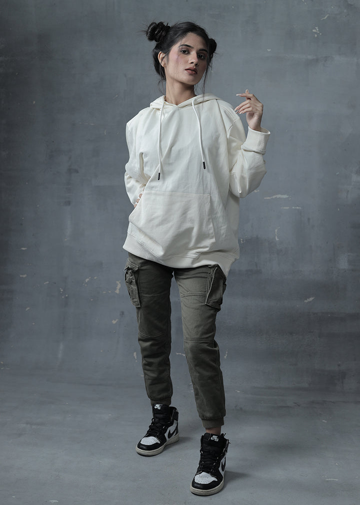 The Stones Printed Off White Oversized Hoodie Womens | Pronk