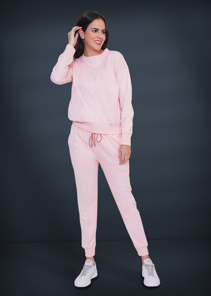 Women Solid Co-ord Set Millennial Pink