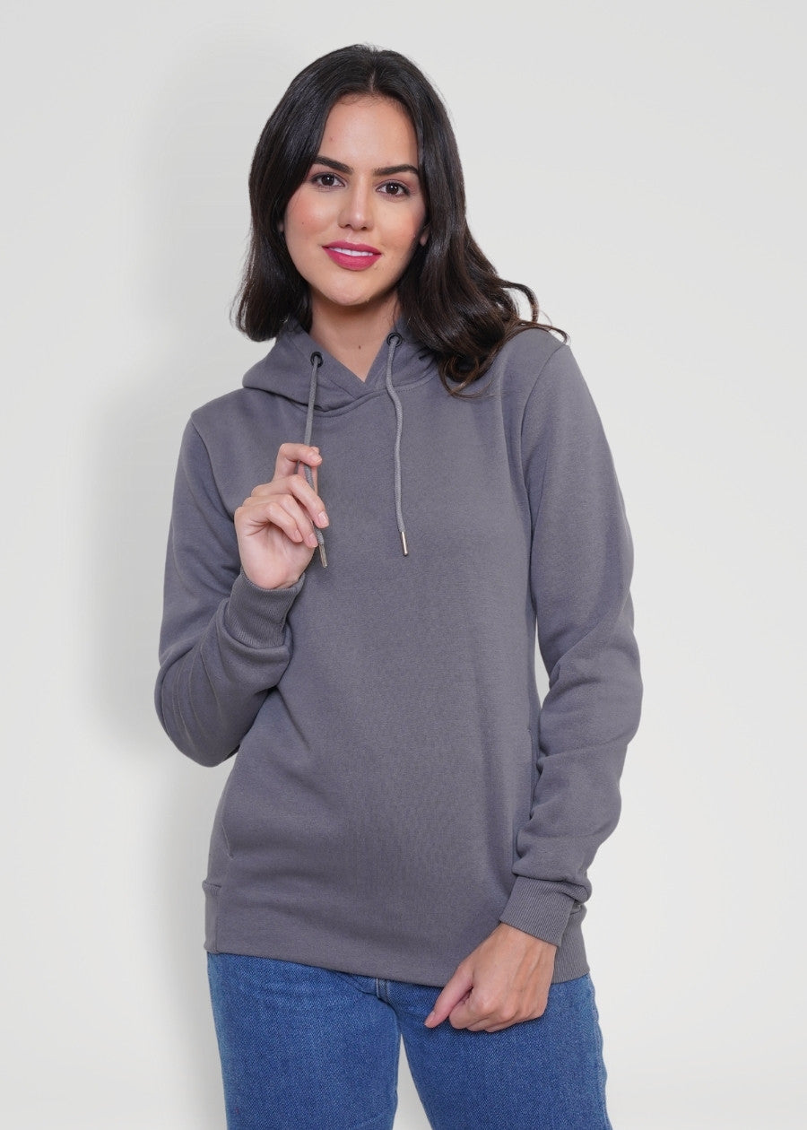 Women Fleece Hoodie Sweatshirt steel grey colour