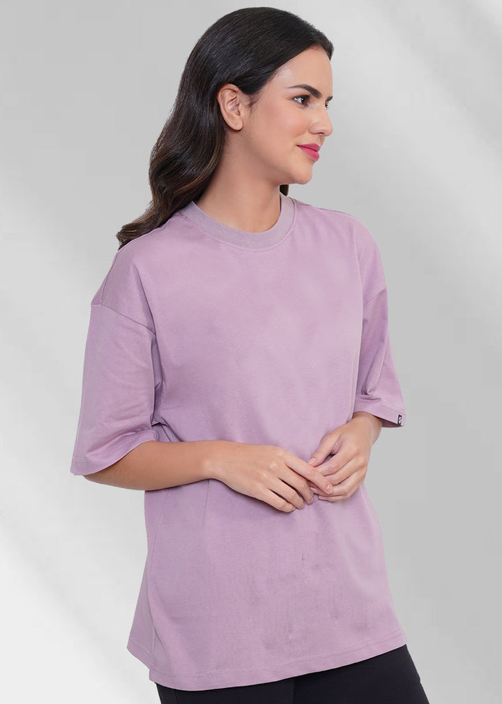 Solid Women Oversized T-Shirt - Lilac