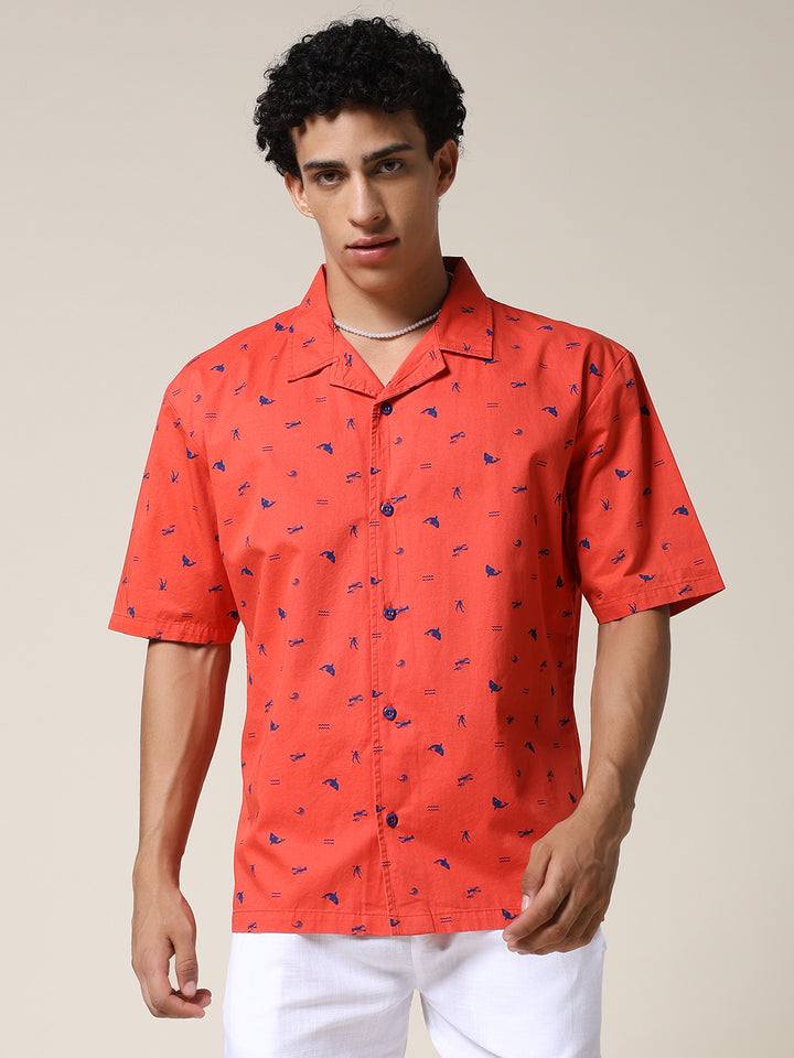 Mens Half Sleeve Casual Shirt  – Candy Red