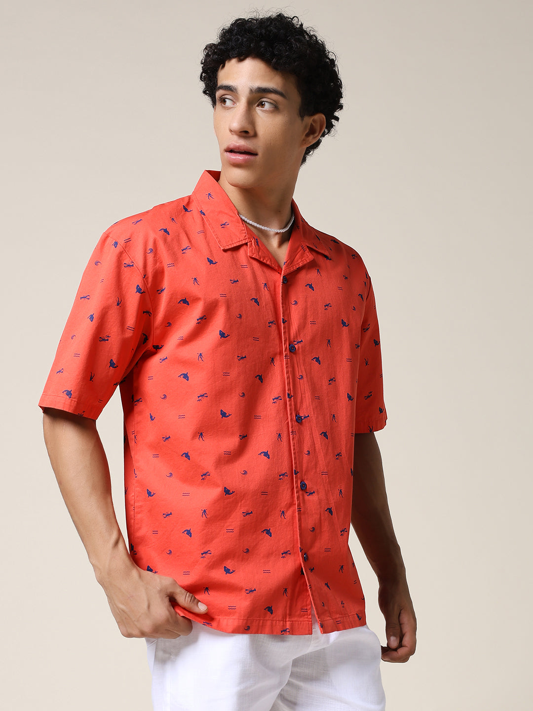Mens Half Sleeve Casual Shirt  – Candy Red
