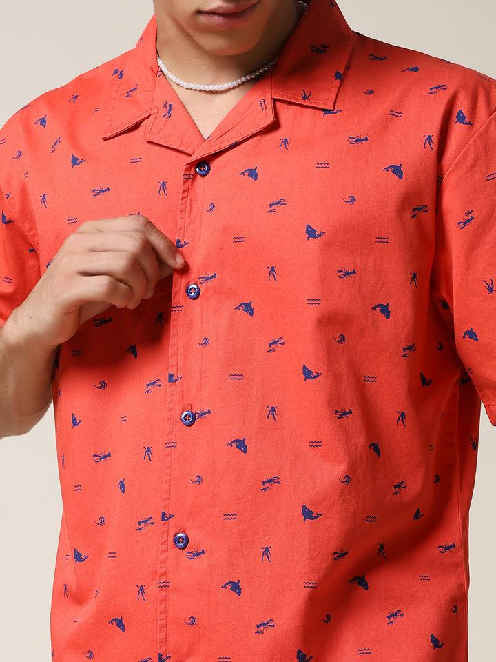Mens Half Sleeve Casual Shirt  – Candy Red