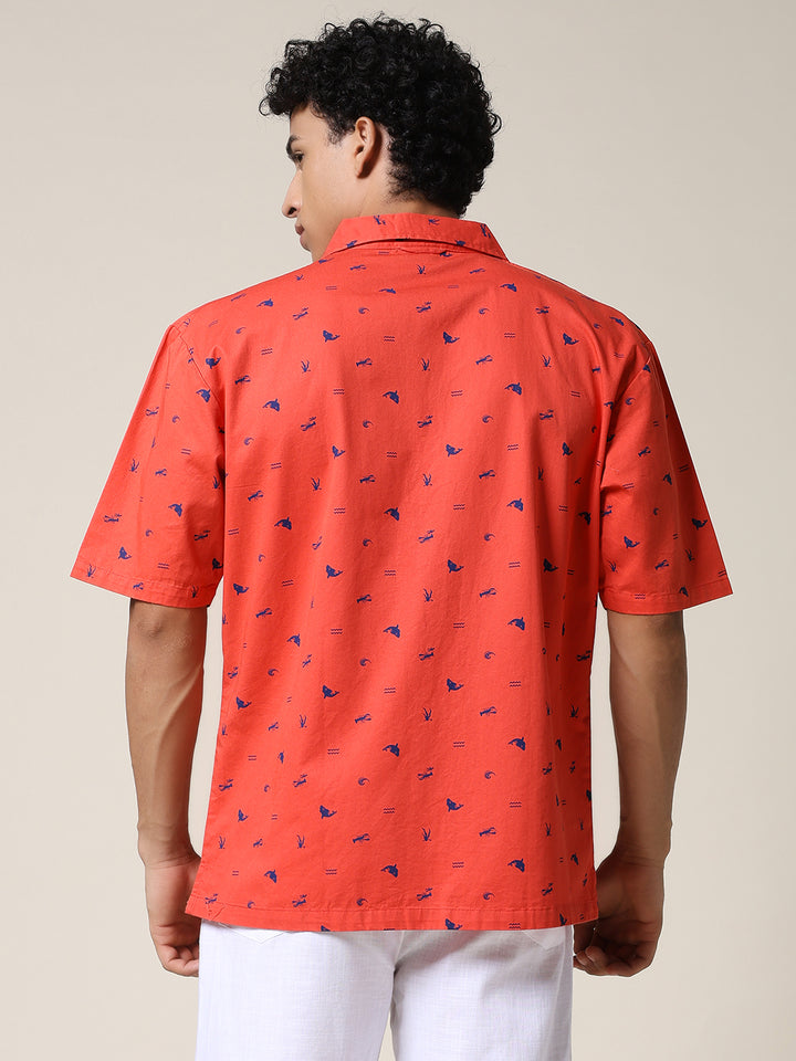 Mens Half Sleeve Casual Shirt  – Candy Red