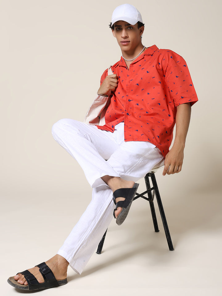 Mens Half Sleeve Casual Shirt  – Candy Red