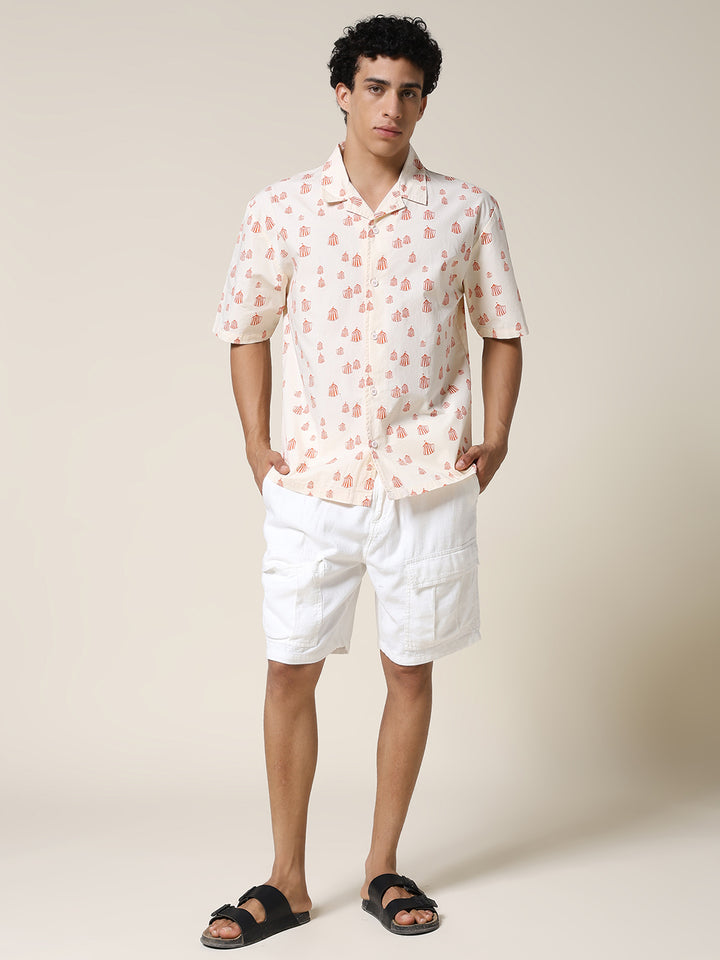 Mens Half Sleeve Casual Shirt  – Beige