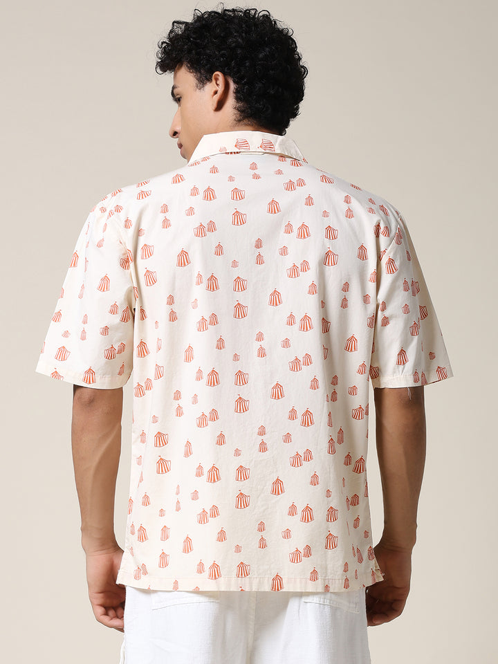 Mens Half Sleeve Casual Shirt  – Beige