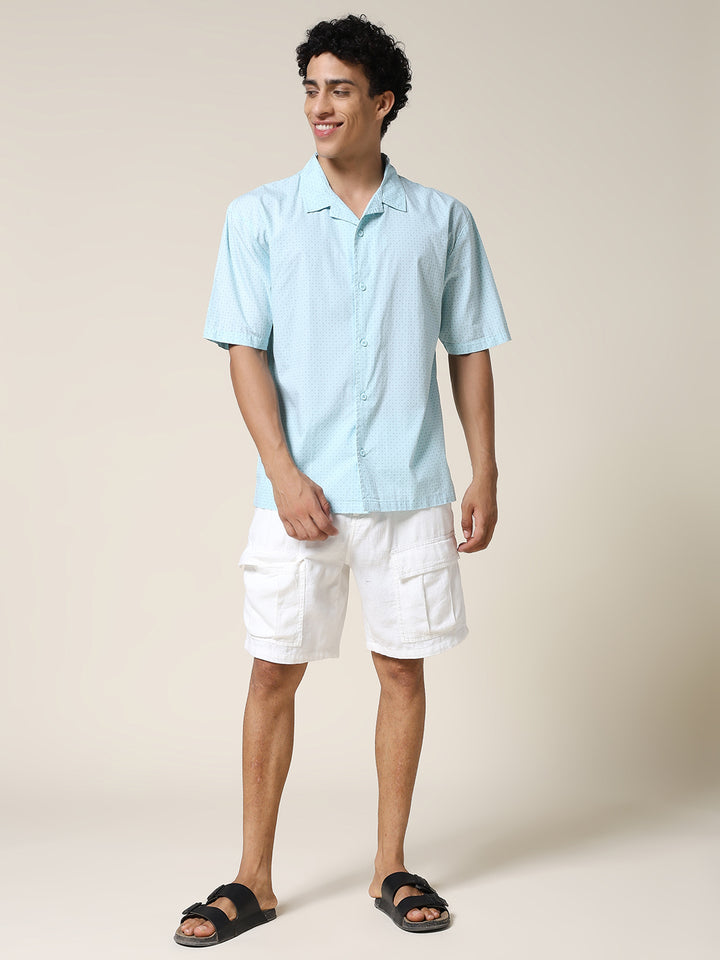 Mens Half Sleeve Casual Shirt  – Sky