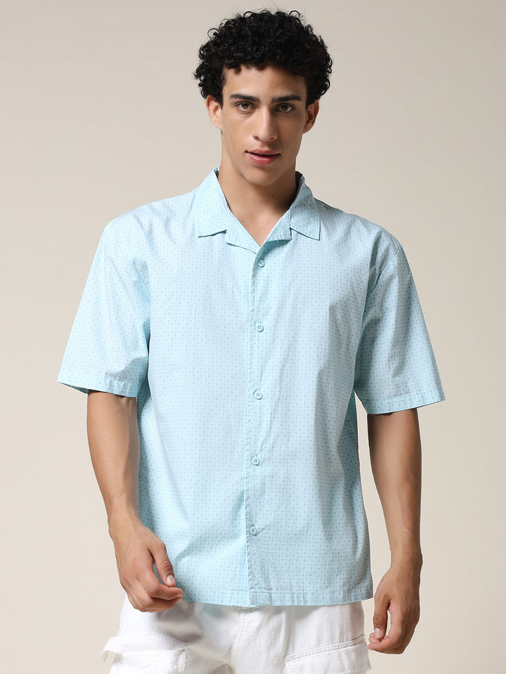Mens Half Sleeve Casual Shirt  – Sky