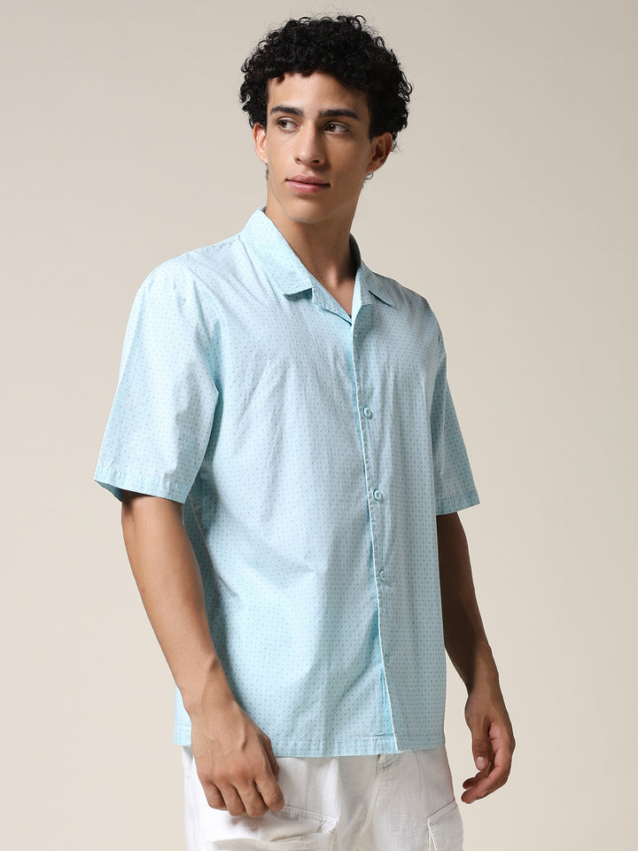 Mens Half Sleeve Casual Shirt  – Sky