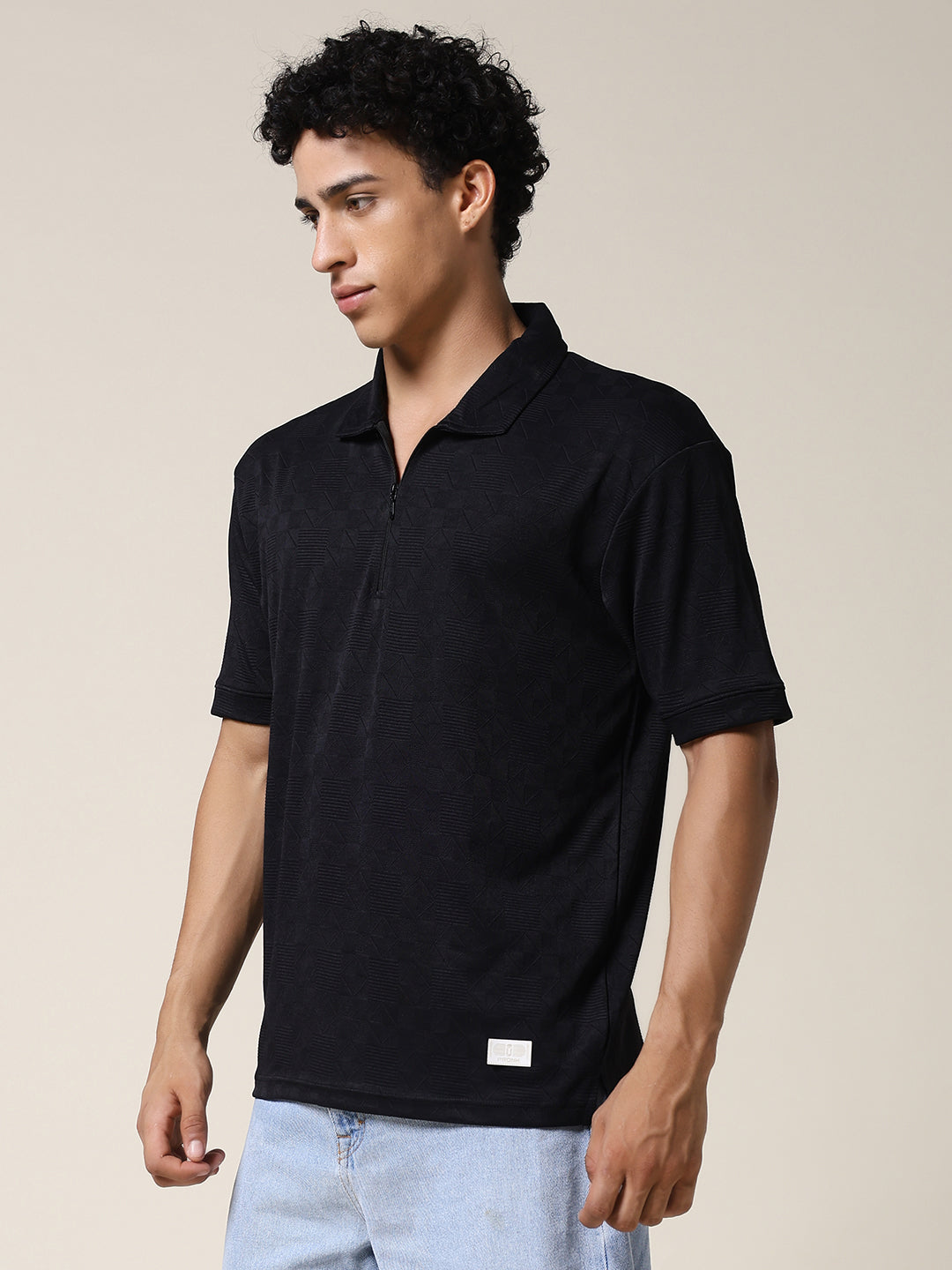 Men Relaxed Fit Korean Texture Polo T-Shirt
