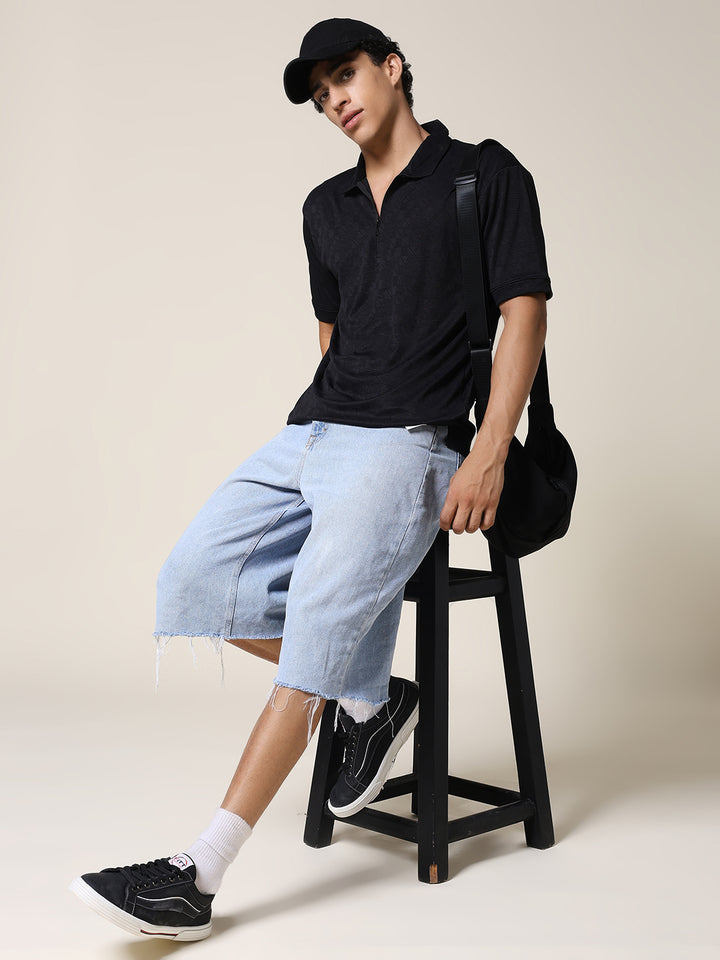 Men Relaxed Fit Korean Texture Polo T-Shirt