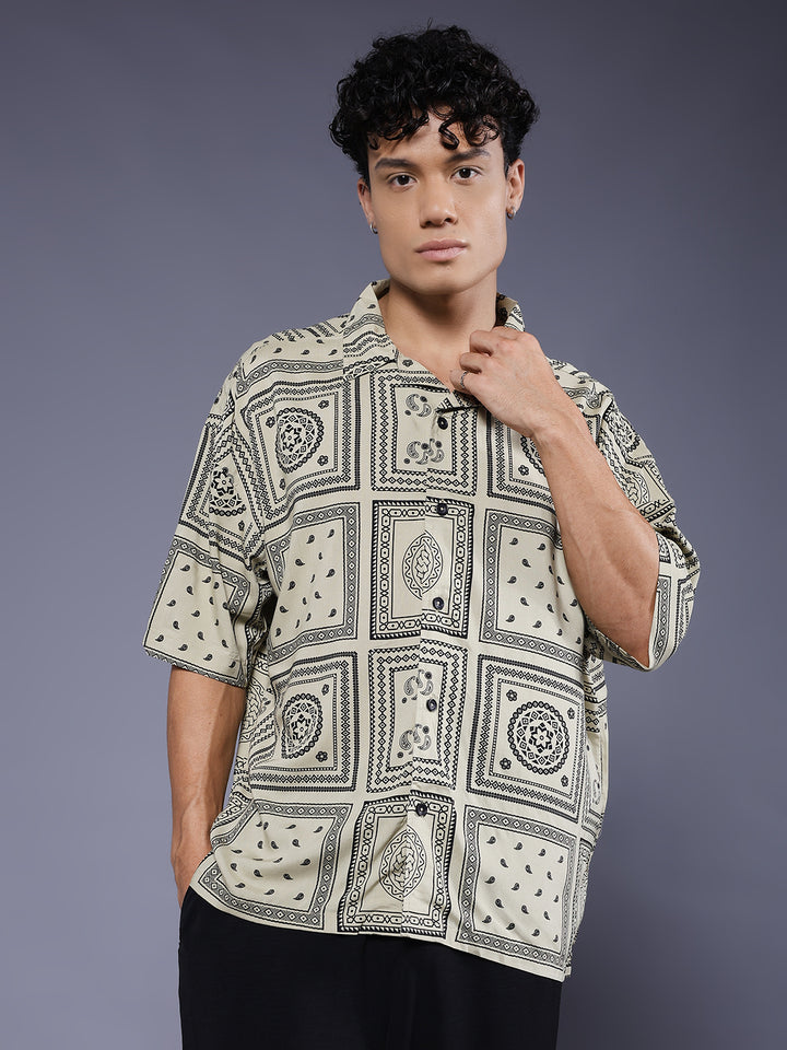 Mens Half Sleeve Casual Shirt  – Beige