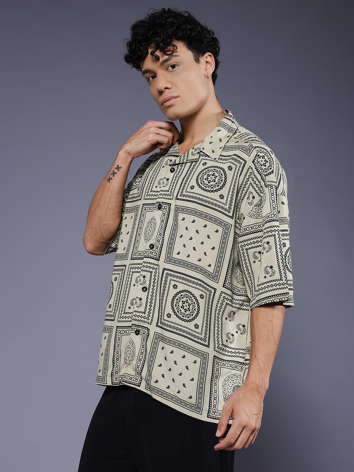 Mens Half Sleeve Casual Shirt  – Beige