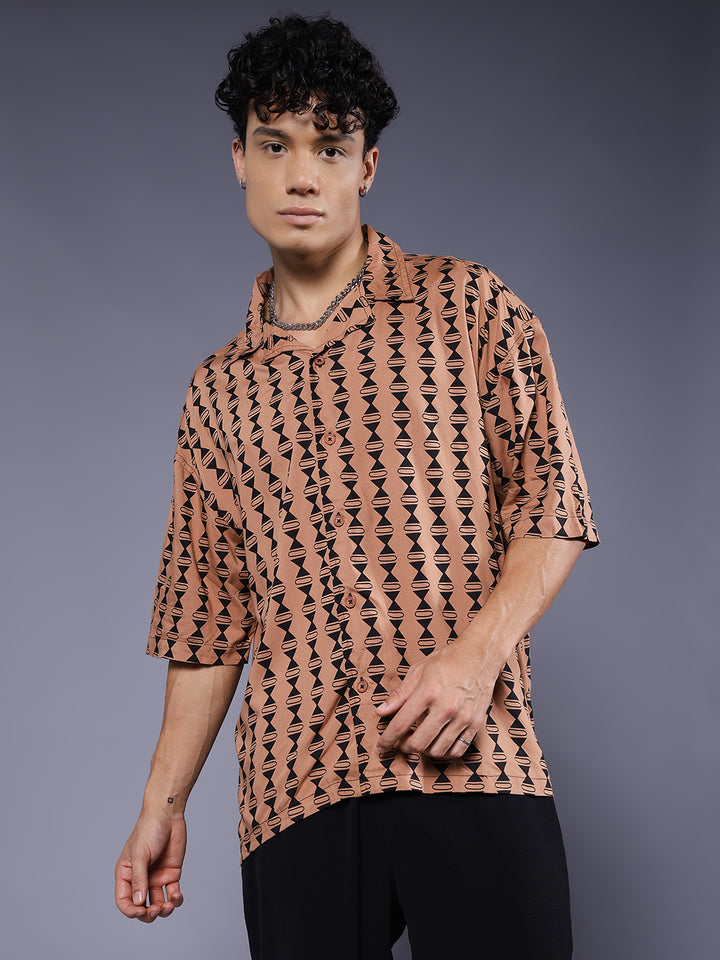 Mens Half Sleeve Casual Shirt  – Brown