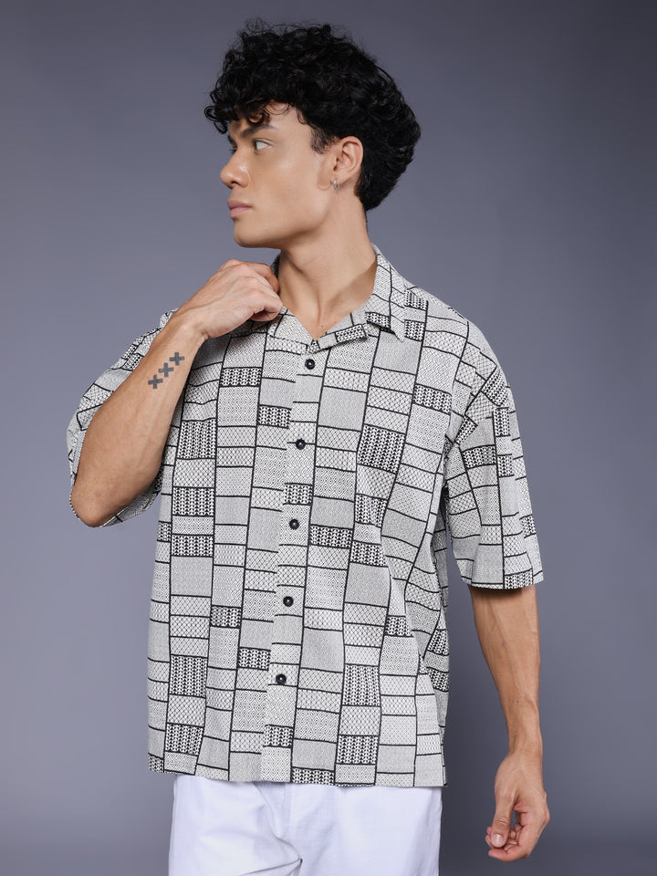 Mens Half Sleeve Casual Shirt  – Off white