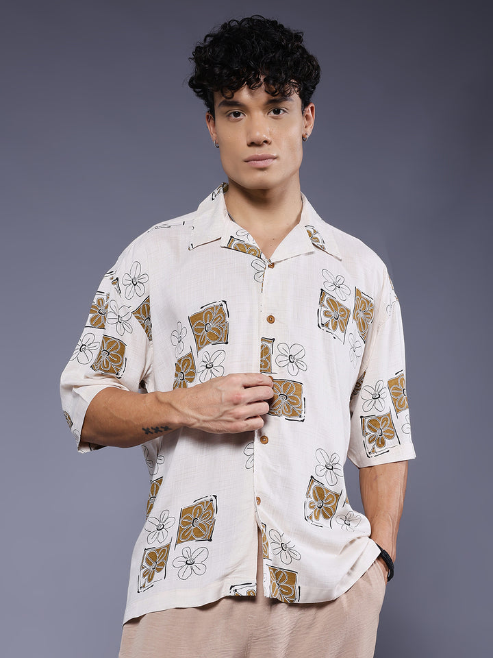 Mens Half Sleeve Casual Shirt  – Brown