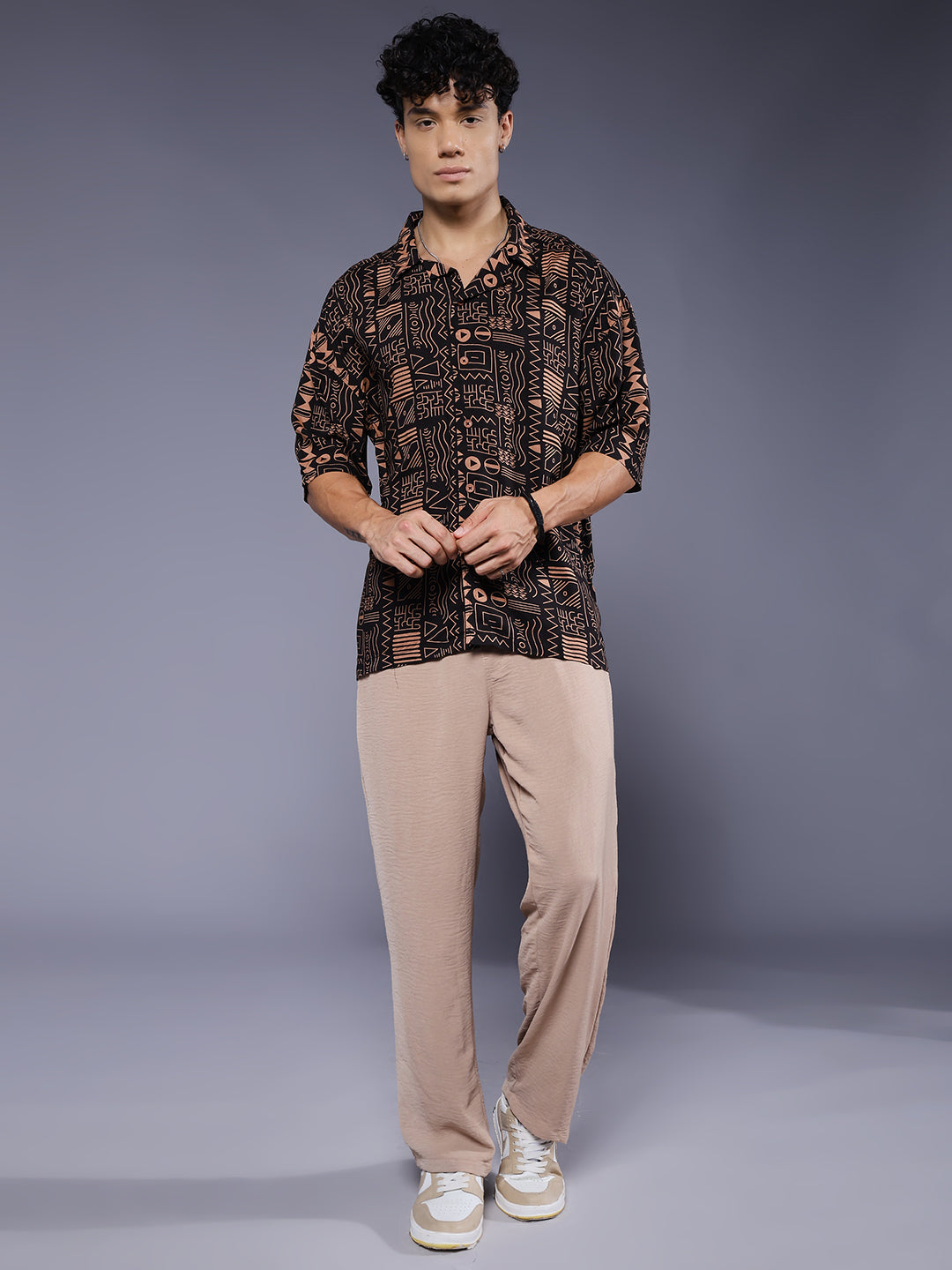 Mens Half Sleeve Casual Shirt  – Black