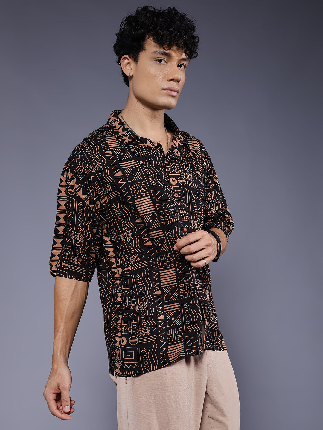 Mens Half Sleeve Casual Shirt  – Black