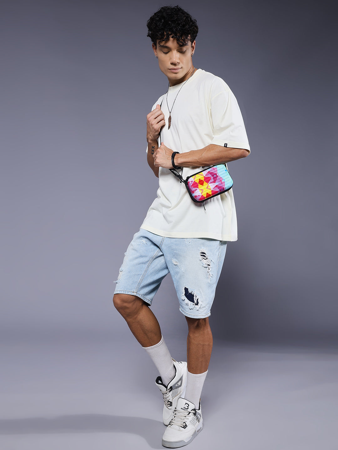 Solid Men Oversized T-Shirt - Off White